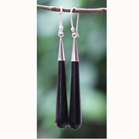 Earring Silver With Sono Wood