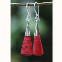 Earring Silver With Coral