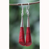 Earring Silver With Coral
