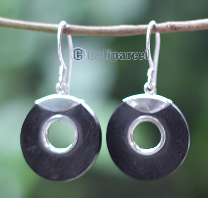 Earring Silver With Sono Wood