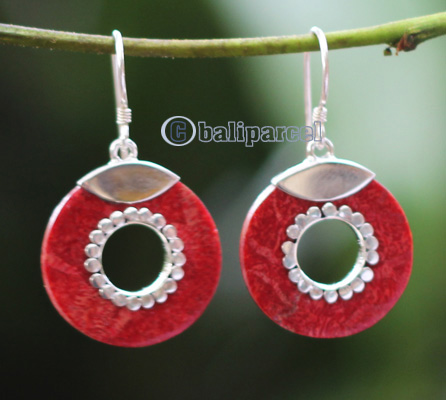 Earring Silver With Coral