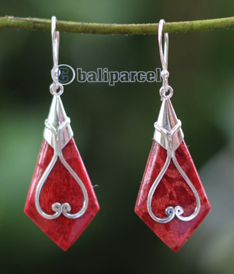 Earring Silver With Coral