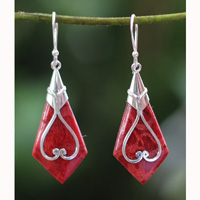Earring Silver With Coral