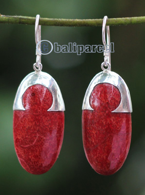 Earring Silver With Coral