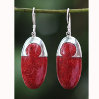 Earring Silver With Coral