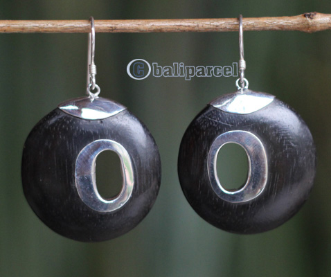 Earring Silver With Sono Wood