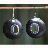 Earring Silver With Sono Wood