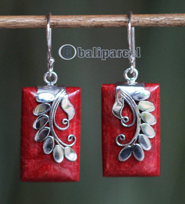 Earring Silver With Coral