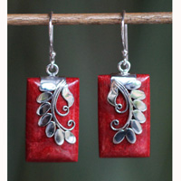 Earring Silver With Coral