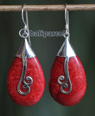 Earring Silver With Coral