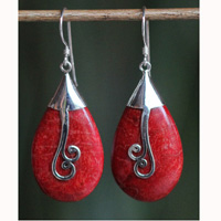 Earring Silver With Coral