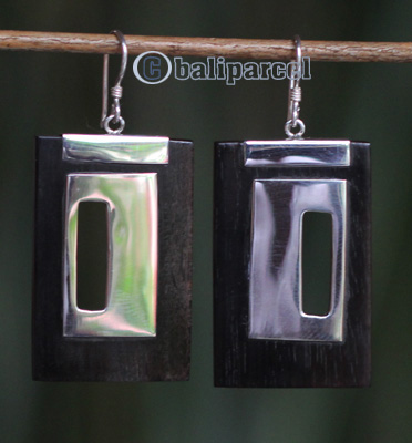 Earring Silver With Sono Wood