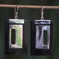 Earring Silver With Sono Wood