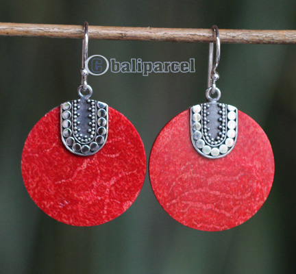Earring Silver With Coral
