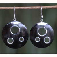 Earring Silver With Sono Wood