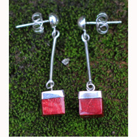 Earring Silver With Coral
