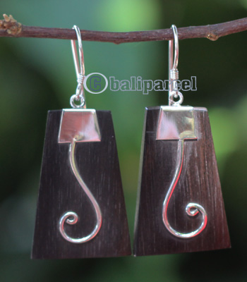 Earring Silver With Sono Wood