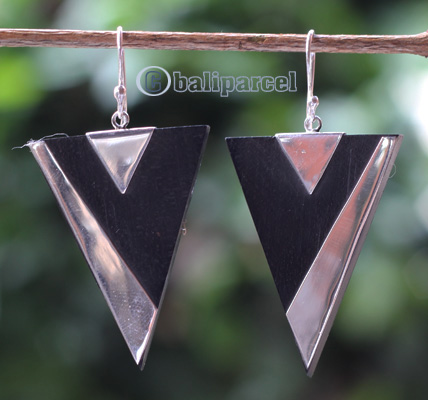Earring Silver With Sono Wood