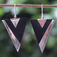 Earring Silver With Sono Wood