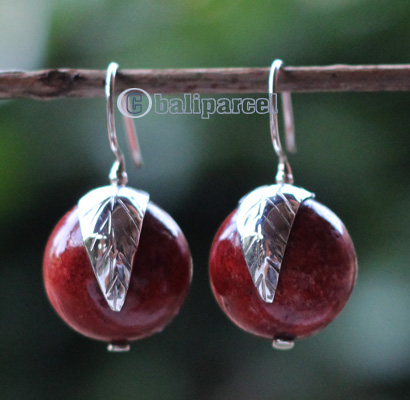 Earring Silver With Coral