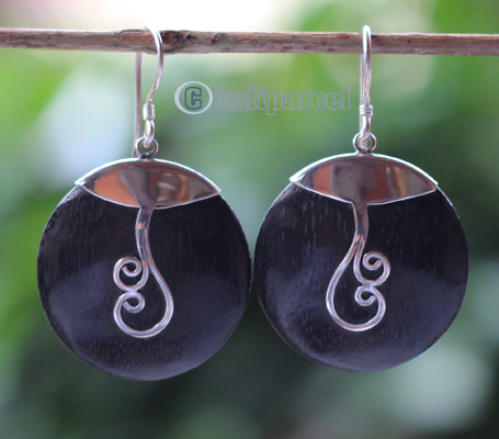 Earring Silver With Sono Wood