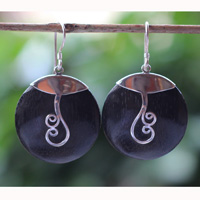 Earring Silver With Sono Wood