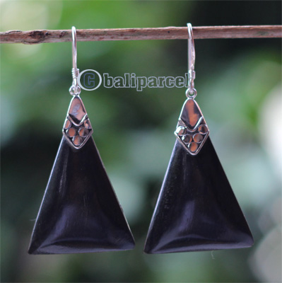 Earring Silver With Sono Wood