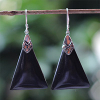 Earring Silver With Sono Wood