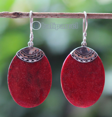 Earring Silver With Coral