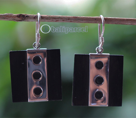Earring Silver With Sono Wood