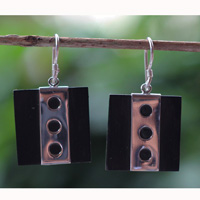 Earring Silver With Sono Wood