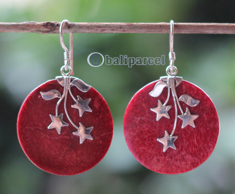 Earring Silver With Coral