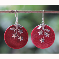 Earring Silver With Coral