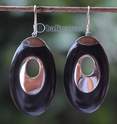 Earring Silver With Sono Wood