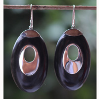 Earring Silver With Sono Wood