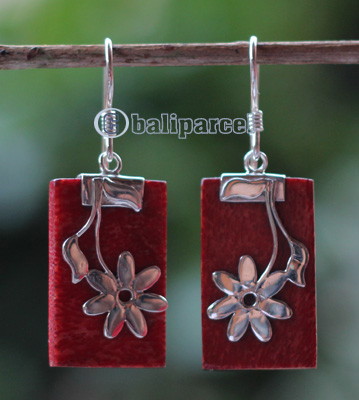 Earring Silver With Coral