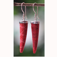 Earring Silver With Coral