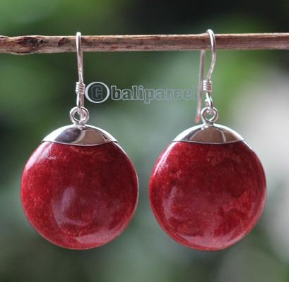 Earring Silver With Coral