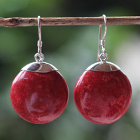 Earring Silver With Coral
