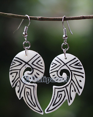 Earring Bone Carving With Tatto