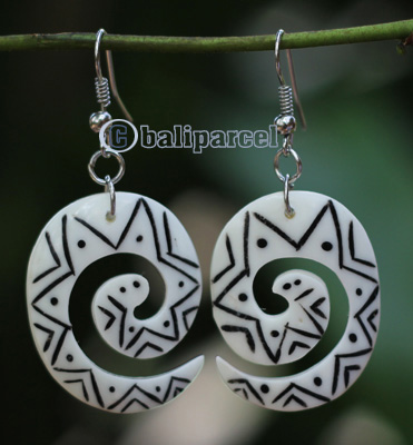 Earring Bone Carving With Tatto