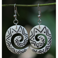 Earring Bone Carving With Tatto