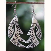 Earring Bone Carving With Tatto