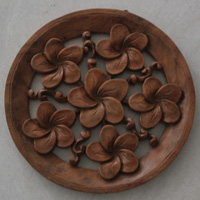 Wooden Cambodia Wallhanging, Hand Carved From Suar Wood With Natural Polished