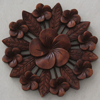 Wooden Cambodia Wallhanging, Hand Carved From Suar Wood With Brown Polished