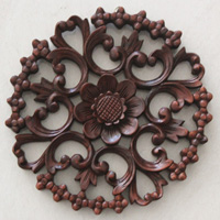 Wooden Wallhanging, Semangi, Made From Suar Wood Brown Polished
