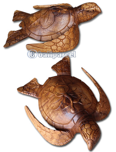 Wooden Turtle, Hand Carved From Suar Wood