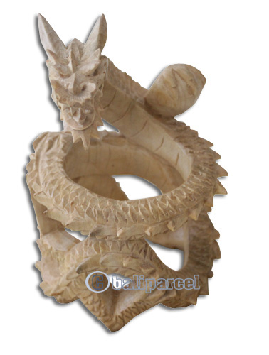 Wooden Dragon Carving, Hand Carved From Suar Wood With Natural Polished