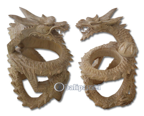 Wooden Dragon Carving, Hand Carved From Suar Wood With Natural Polished