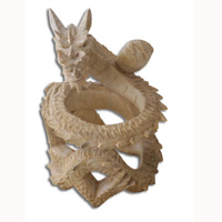 Wooden Dragon Carving, Hand Carved From Suar Wood With Natural Polished